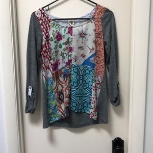 Anthropologie One September Milieu Patchwork Shirt